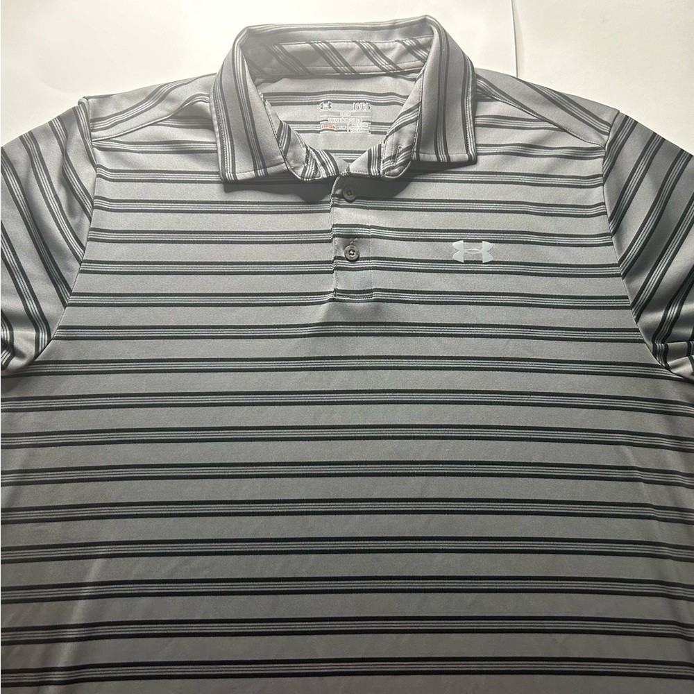 Men's Under Armour Heat Gear Loose Stripped Polo Large